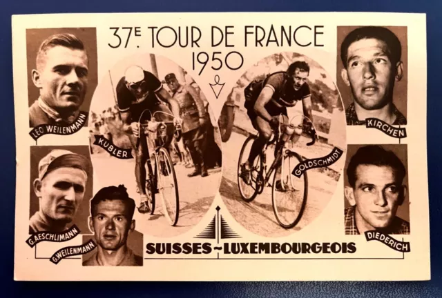 Tour De France 1950 Carte Postale Originale Coureurs Suisses Ferdi Kubler Rare