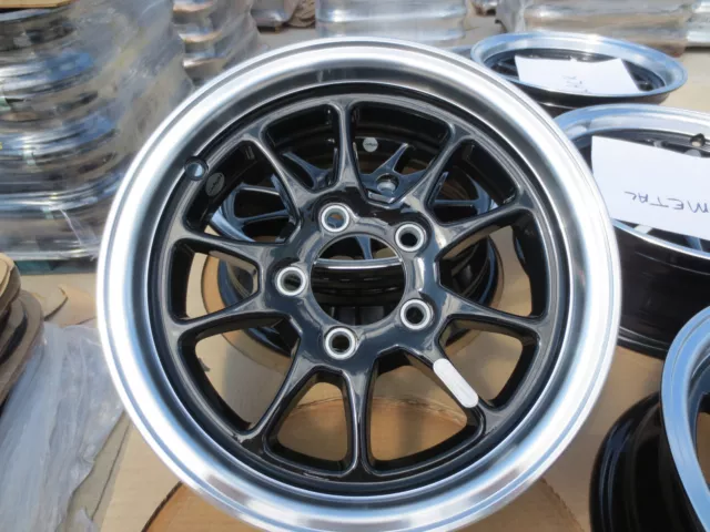 Hi-Spec Aluminum Spoke 14"  Trailer Wheel Black with Silver Lip Rim 5 Lug 4.5