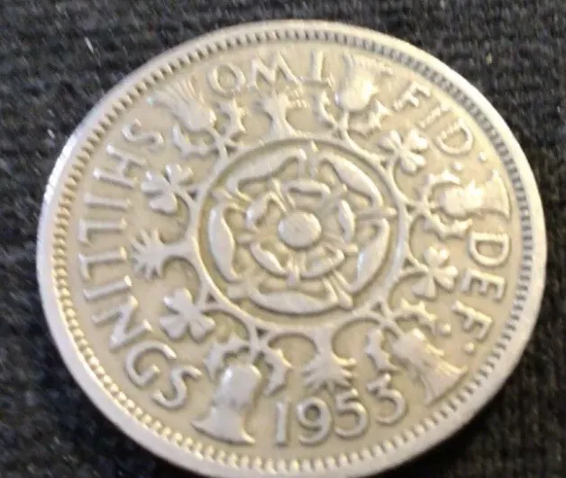 1953 two shillings coin uk