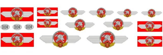 DDR Feuerwehr Modellbau-Aufkleber-Set Decals Sticker W50 IFA B1000 LKW 1:18