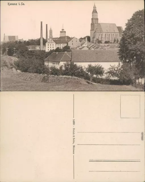 Ansichtskarte Kamenz Kamjenc Partie an der Stadt, Fabrikanlagen 1914