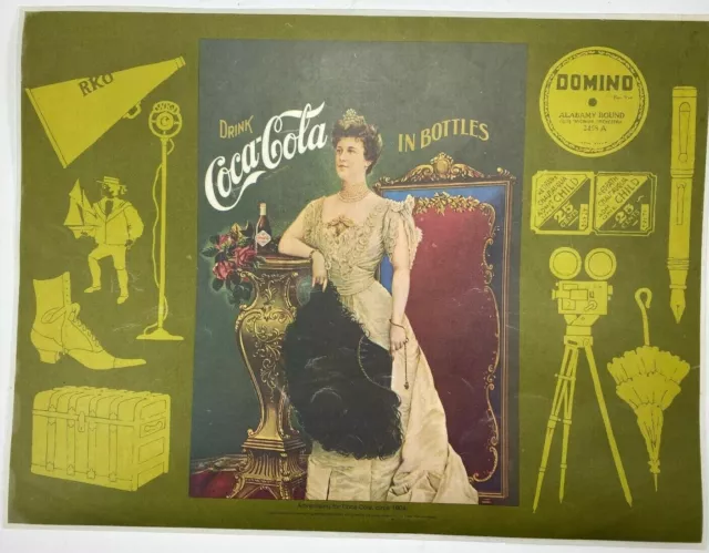 2 Coca Cola Placemat's Reproduction of 1904 Advertising Poster Plastic Cover