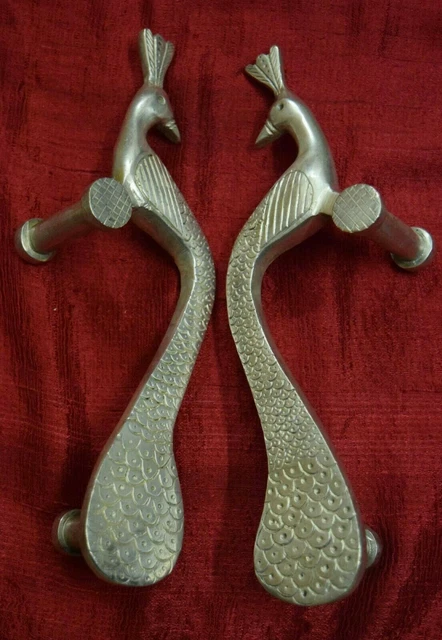 Brass Peacock Door Pull 10'' Inches Bird Design Handle Set of 02 Pieces HK113