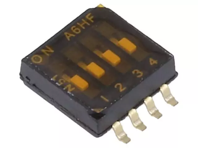 A6HF-4102 Schalter: DIP-SWITCH OFF-ON 0,025A/24VDC Pos: 2 -30-85°C 290mN OMRON O