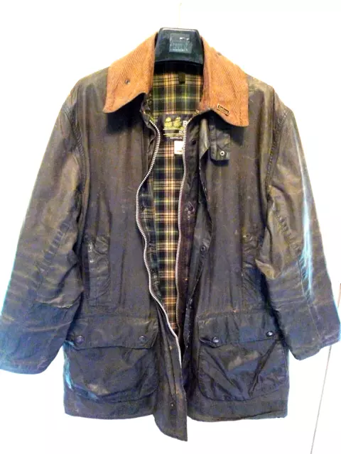 Barbour -A200 Border Waxed Cotton Jacket- Shabby Chic--Made In England- 42