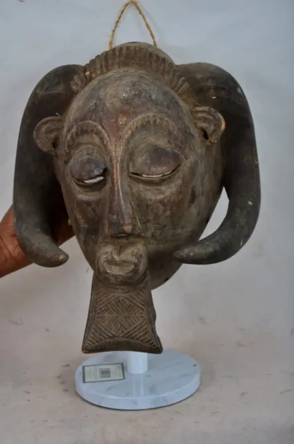 Luba Helmet Mask With Horns Wood African Art