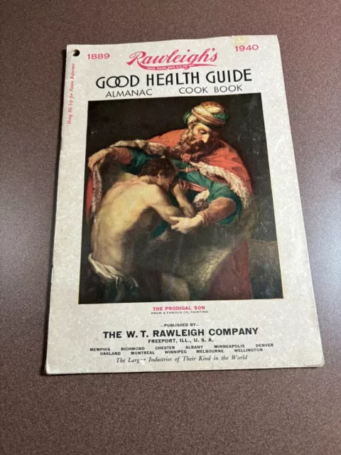 Vtg 1940 Almanac & Cook Book, Rawleighs Good Health Guide, Recipies, Advertising