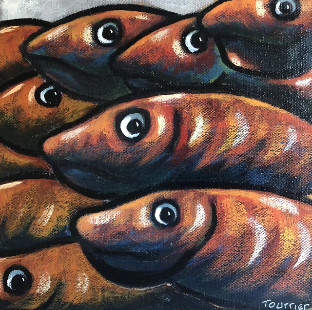 Tableau Peinture Toile Poissons Tourrier