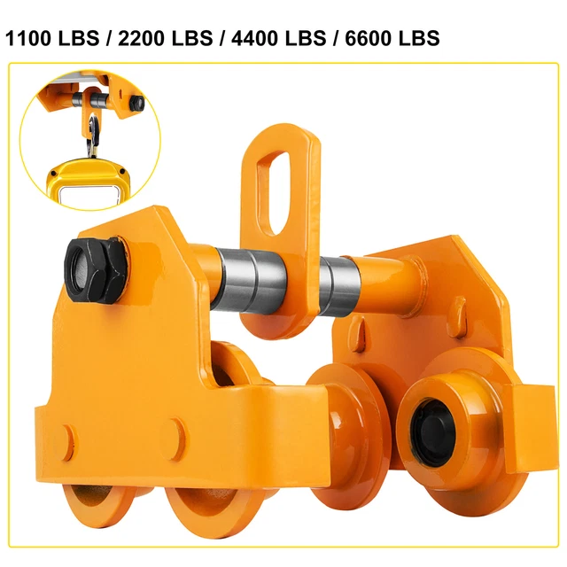 VEVOR 0.5/1/2/3T PUSH Beam Trolley Hoist Winch Crane Lift Fits I Beams
