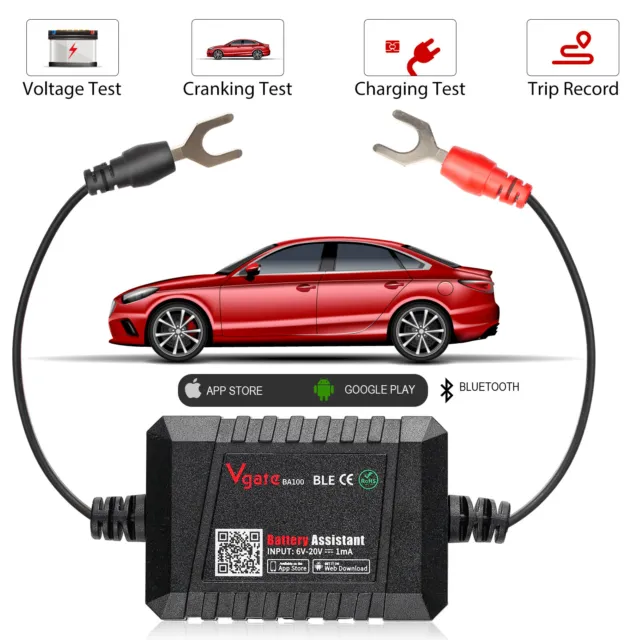Vgate Battery Assistant Bluetooth 4.0 Device 6~20V Car Battery Monitor Tester