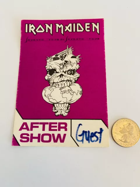 Iron Maiden Rare Official 1988 Seventh Tour of a Seventh Tour Back Stage Pass