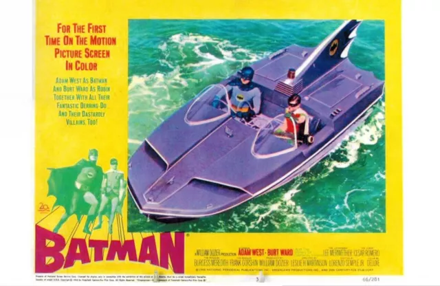 1966 Batman Movie Reproduction Poster Print Adam West Burt Ward Robin Bat Boat