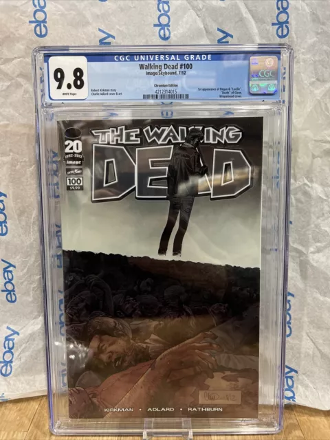 WALKING DEAD 100 Adlard Chromium Variant CGC 9.8 1st Print Negan Lucille Image