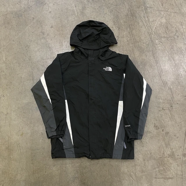The North Face Rain Coat Hyvent Winter Ski Jacket Black Grey Mens XS