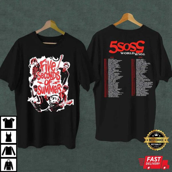 5 SECONDS OF Summer World Tour 2023 2024 TShirt 18.99 PicClick
