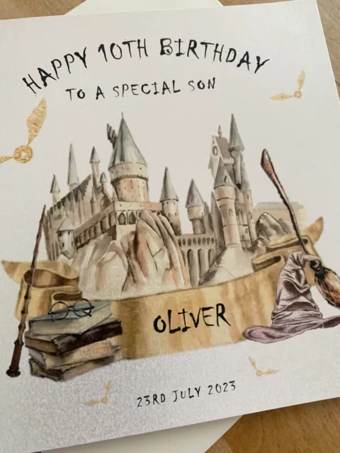 Tarjeta de cumpleaños personalizada de Harry Potter hijo hija nieta nieto 2