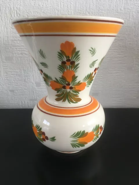 Vintage Vase boule en faience - signé Henriot Quimper - Années 70, décor fleuri
