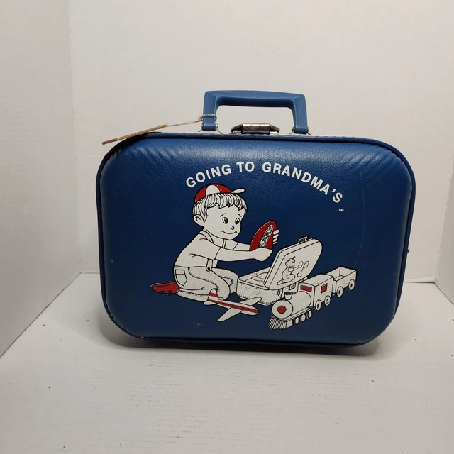 Going to grandma's suitcase vintage blue outlet