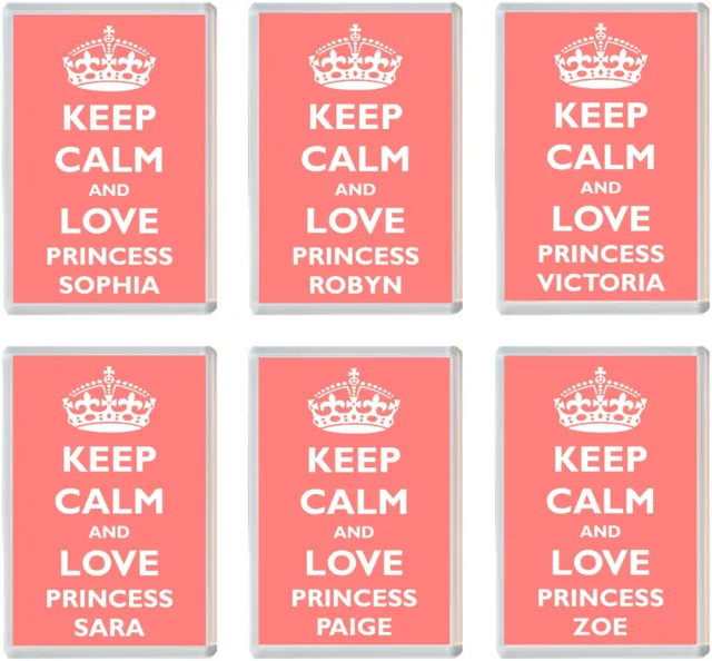 Keep Calm and Love Princess " VARIOUS NAMES " Jumbo Fridge Magnet - Present Gift