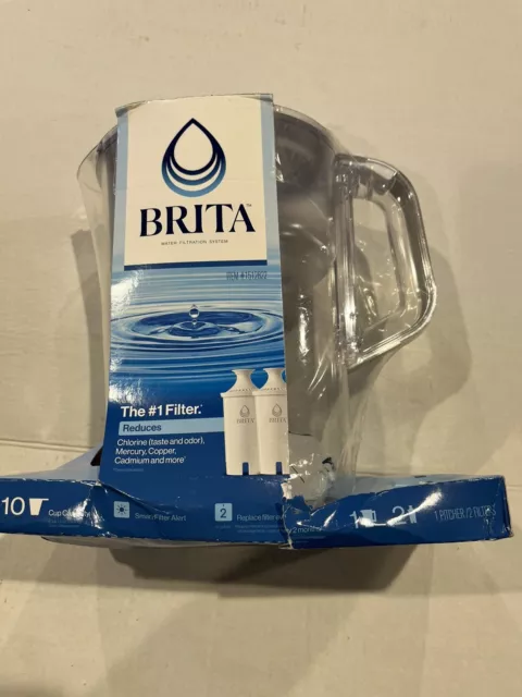 Brita Large 10 Cup Grand Water Pitcher with Filter - BPA Free - White