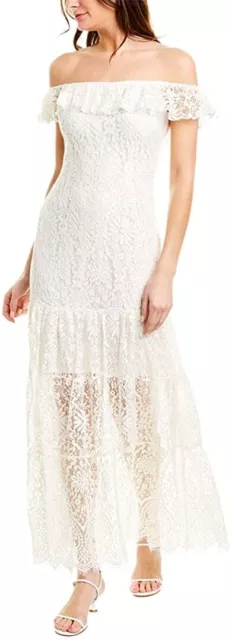 WAYF 256826 Women's Odette Off Shoulder Lace Dress Ivory Lace Size XS