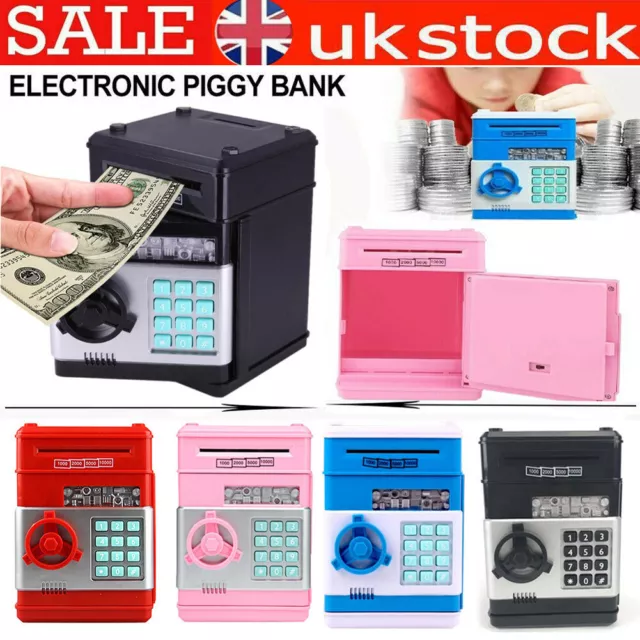 Kids Electronic Money Box Safe Piggy Bank Money Coin Note Mini ATM Cash Machine