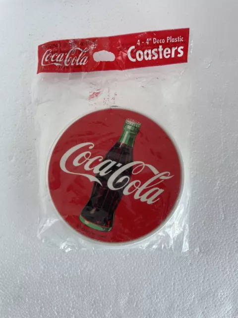 Set Of 4 Vintage Coca Cola Plastic Coasters - New