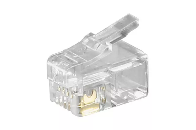 3x Westernstecker für Flachkabel; TEL MODU RJ10 4P4C FLAT PLUG