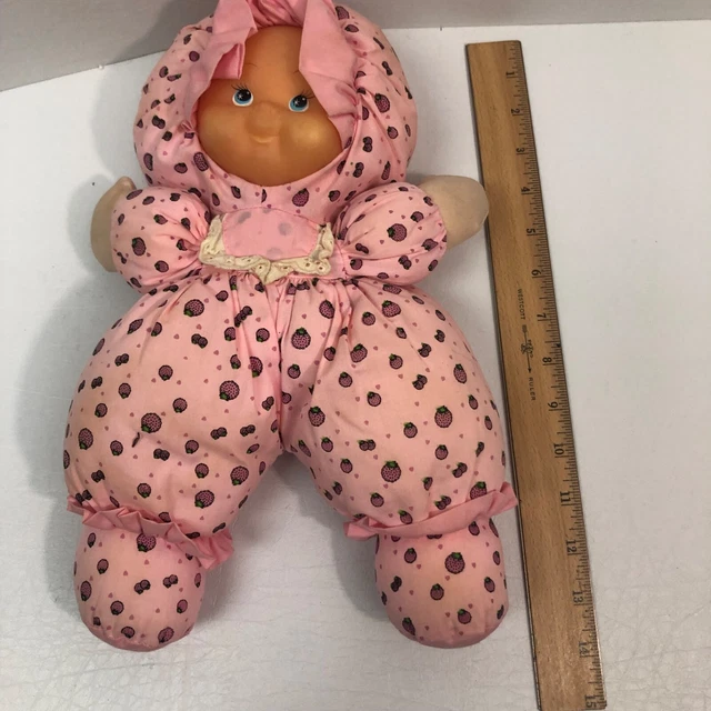 VINTAGE FISHEL TOYS Limited Strawberry Pink Plush Baby Doll Puffy body