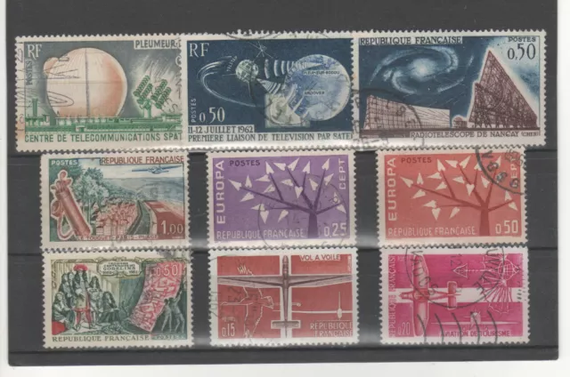 FRANCE - LOT DE TIMBRES OBLITÉRÉS - TB- Satellite Cosmos Avion Gobelins Touquet