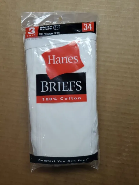 HANES CLASSIC WHITE Gray Waistband Size 36 Mens Briefs 1 Pair Vintage NWOT  Flaw $13.99 - PicClick