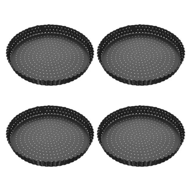 4 Pack Quiche Tart Pan,5 Inch Round Perforated Pizza Baking Tray Non-Stick7178