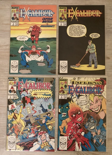 Excalibur Issue Numbers 3 - 6 Captain Britain X-Men Davis Marvel Comics 1988 VGC