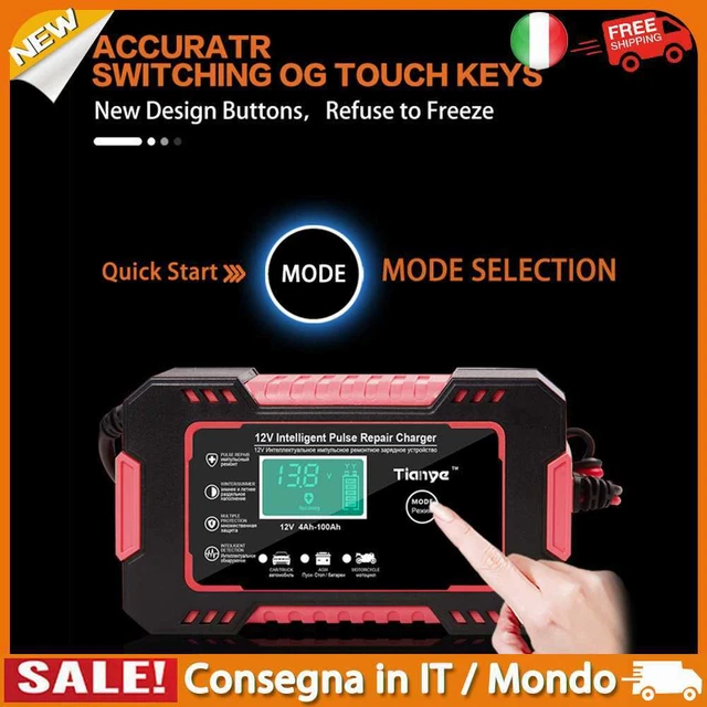 IT Car Battery Charger Built-in Circuit Protection for Automobile Truck (Red EU)