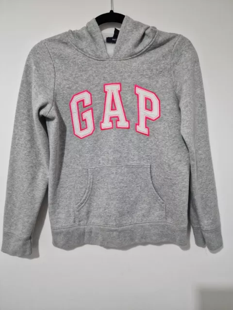 GAP Girls Grey with Pink Hoodie - age 13 years, Pullover