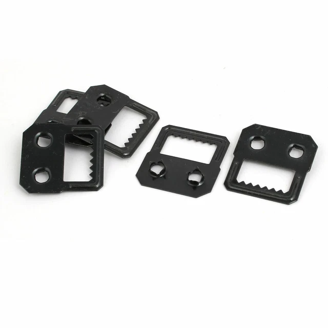 Album Photo Frame Picture Metal Self Fix Sawtooth Two Holes Hanger Black 5pcs