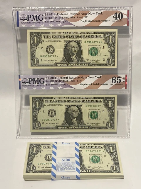 2013 B Star Note Matched Pair Production Error BEP Duplicate SET Serial FRN *