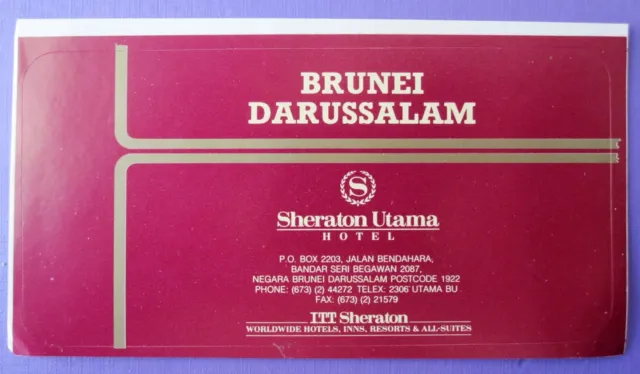 Brunei Darussalam Sheraton Itt Utama Inn Hotel Tag Decal Luggage Label Sticker