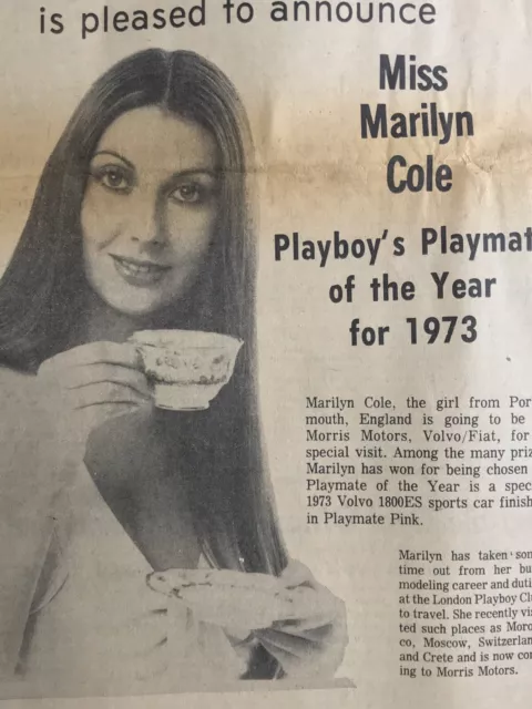 1973 Playboy Playmate of Year Marilyn Cole - Morris Motors Newsprint Ad 8-1/2x14