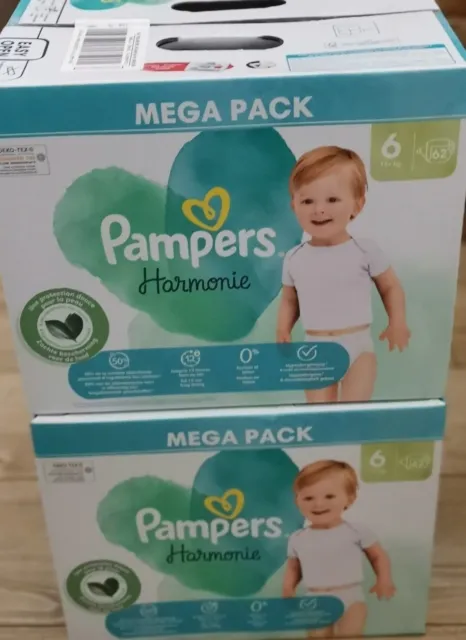 Lot pack 208 Couches PAMPERS HARMONIE New Baby Taille 2 (4 à 8 KG) Changes  Bébé
