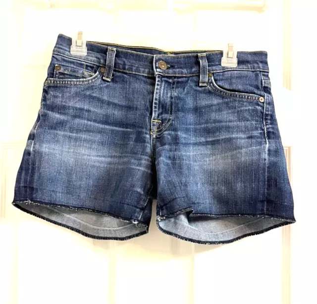 EUC 7 For All Mankind Women's Size 26 Jean Shorts,  Distressed, Blue