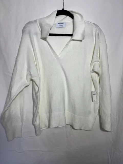 Old Navy Womens Pullover Sweater White Long Sleeve L NEW O17