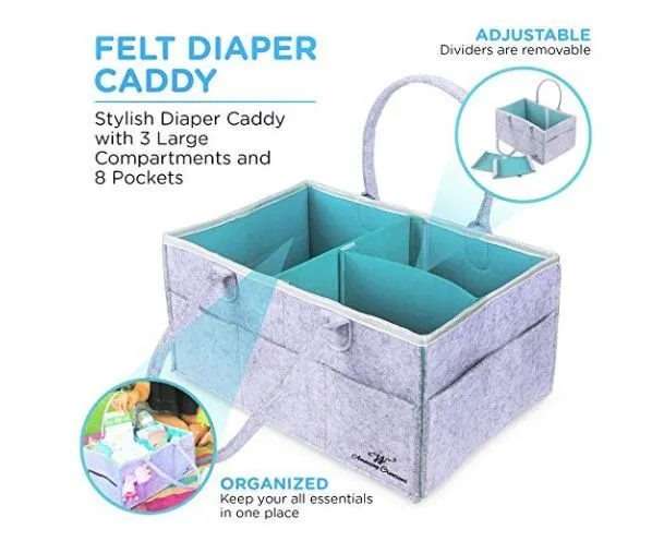 Baby Diaper Caddy Organizer Nursery Diaper Tote Bag Baby Shower Gift Baskets New