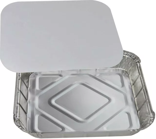 Large Deep 9"x9"x2" Catering Aluminium Foil Takeaway Food Containers+lids Home