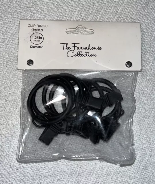 The Farmhouse Collection Distressed Black Clip Rings Set of 7 Standard 1.25"