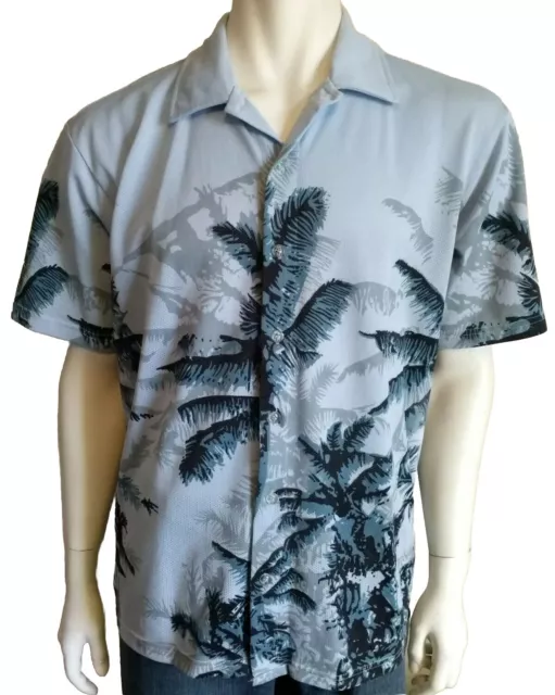 BYRNING SPEARS mens size Small shirt blue mesh Hawaiian beach party retro
