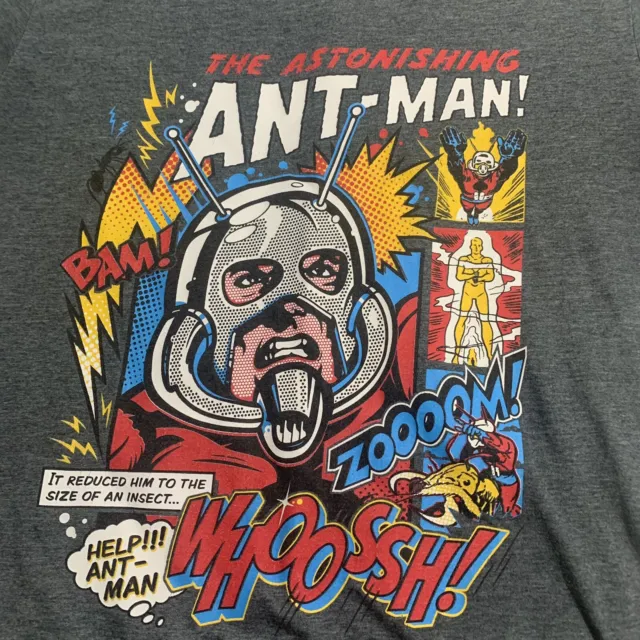Marvel Ant Man Tee Shirt Medium Grey Astonishing Comics Graphic Short Sleeves