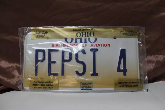 New PEPSI 4 OHIO Vanity License Plate Set Sign NIP Man Cave (PD)