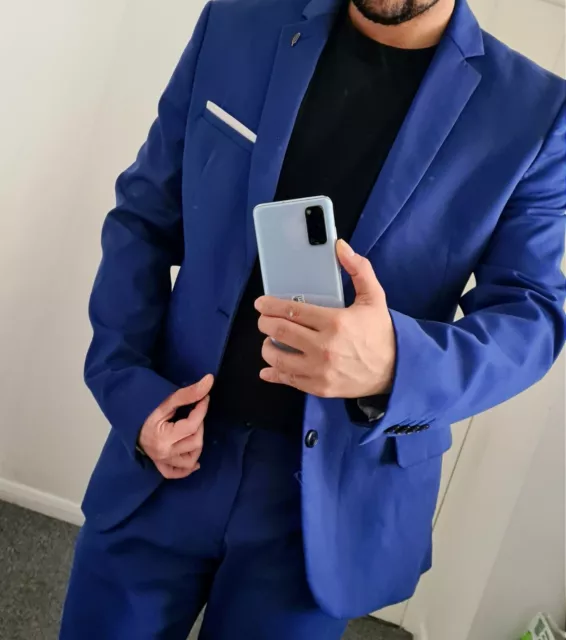 ZARA MEN COBALT royal blue suit set blazer trousers 30.00 PicClick UK