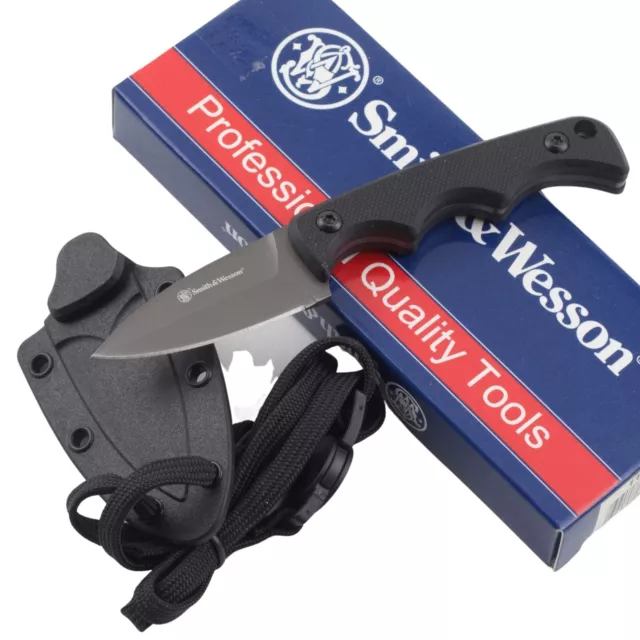 Smith & Wesson S&W HRT Fixed Blade Neck Knife Black G10 Handle